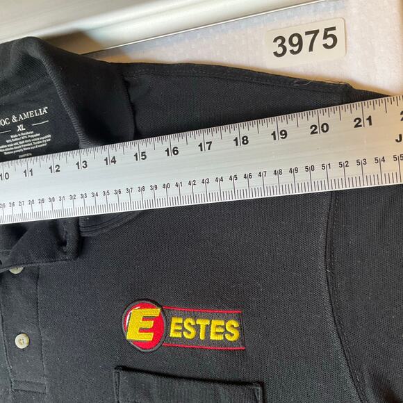 Doc & Amelia Men Polo Shirt Size XL Black ShortSleeve Estes - Picture 2 of 7